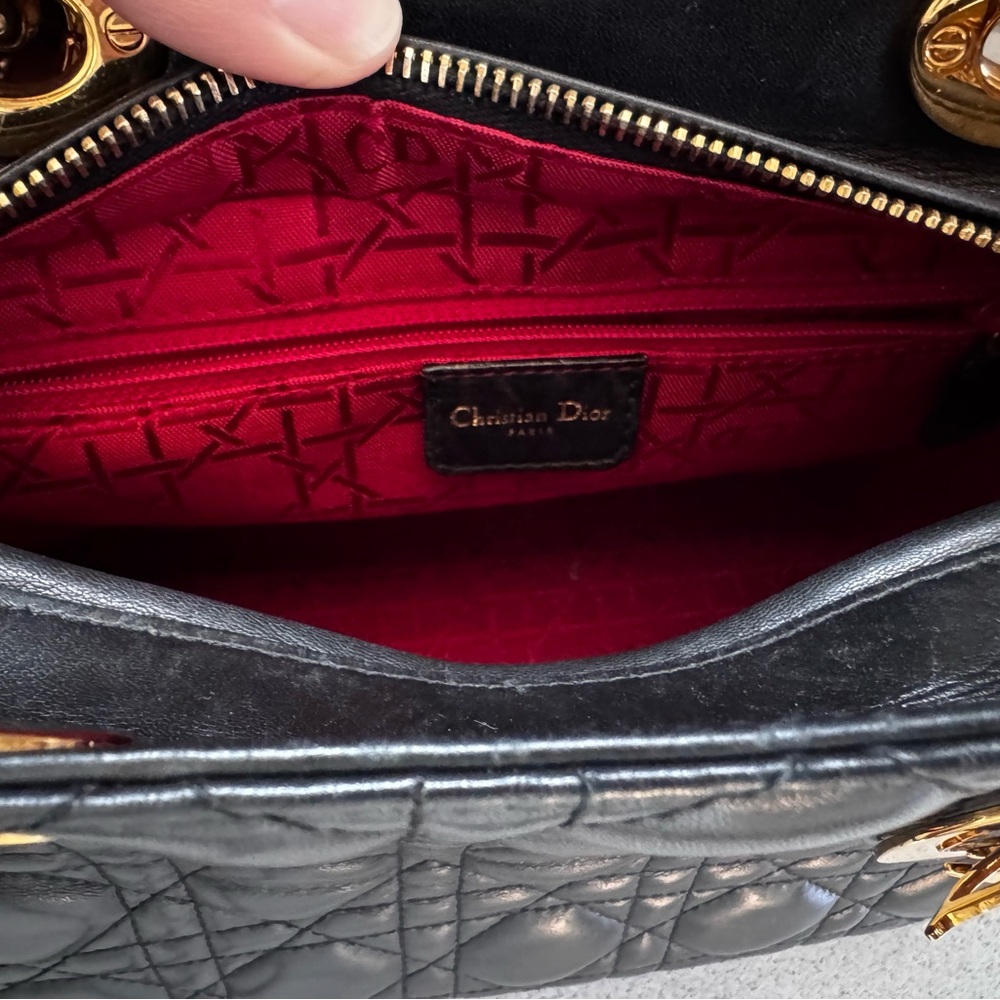 Christian Dior Small Black Leather Lady Cannage Quilted Bag - Picture 9 of 11